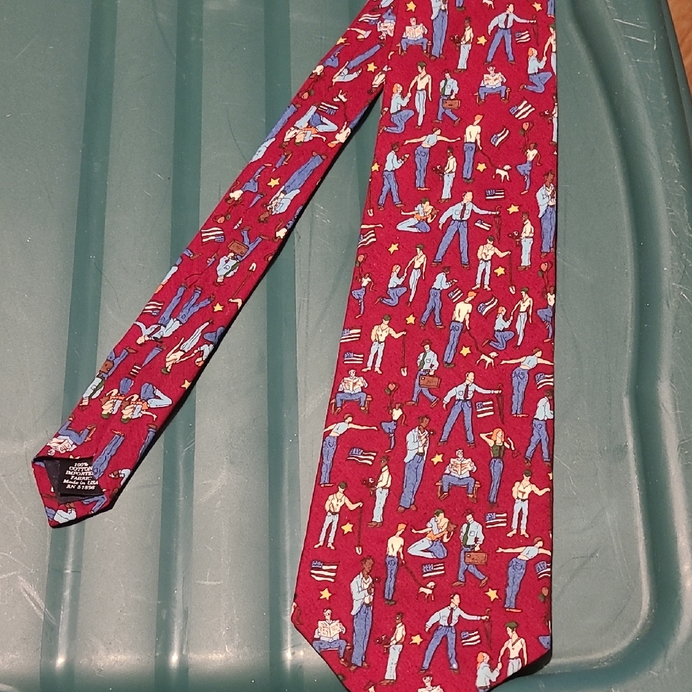 Red Novelty Tie with Dancing Figures